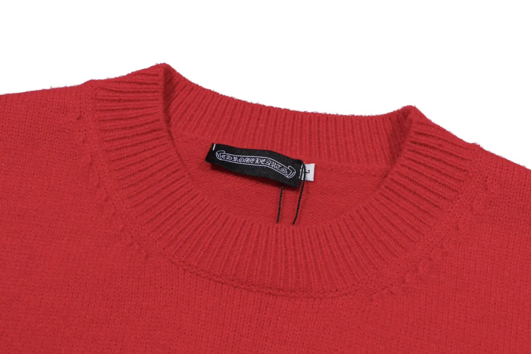 P320 Chrome Hearts Chrome Hearts Cross Leather Hardware Embroidered Crew Neck Sweater Color: Red Brown Black Size: S M L XL XXL